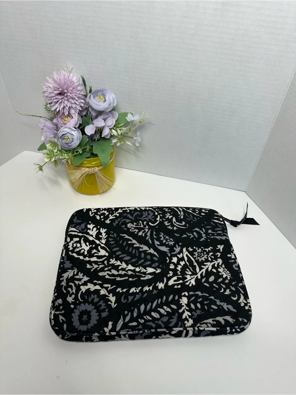 Vera Bradley Black & Cream Floral Quilted Zip Pouch